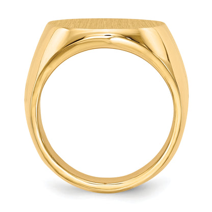 14k 17.5x19.5mm Oval Closed Back Mens Signet Ring