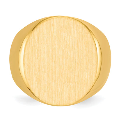 14k 17.5x19.5mm Oval Closed Back Mens Signet Ring