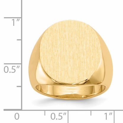 14k 17.5x19.5mm Oval Closed Back Mens Signet Ring