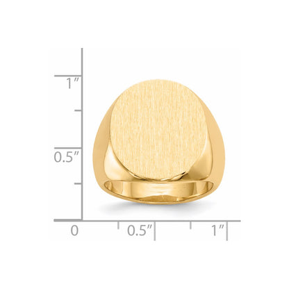 14k 19.5x17.5mm Closed Back Men's Signet Ring