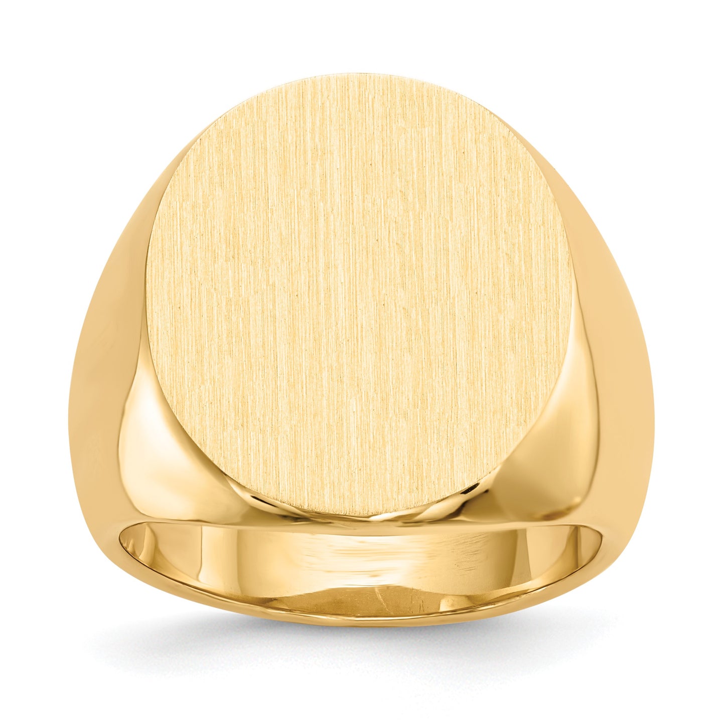 14k 17.5x19.5mm Oval Closed Back Mens Signet Ring