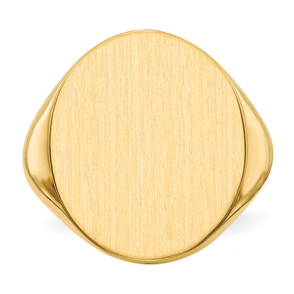 14k 18.0x20.0mm Oval Closed Back Mens Signet Ring