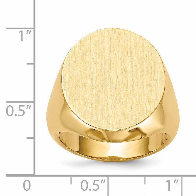 14k 18.0x20.0mm Oval Closed Back Mens Signet Ring