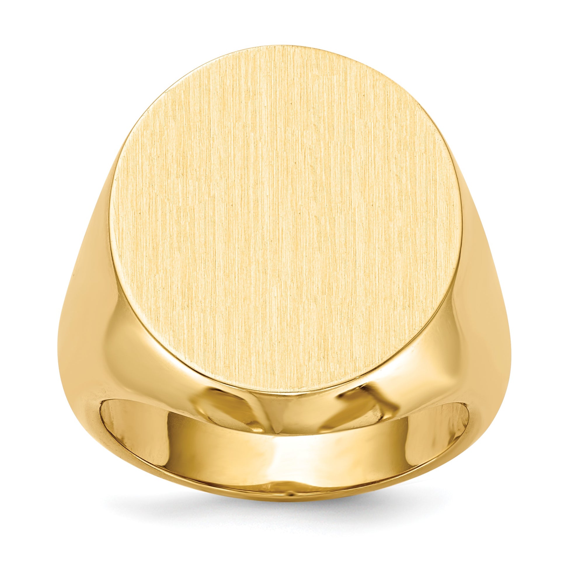 14k 18.0x20.0mm Oval Closed Back Mens Signet Ring