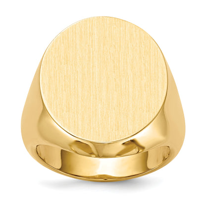14k 18.0x20.0mm Oval Closed Back Mens Signet Ring