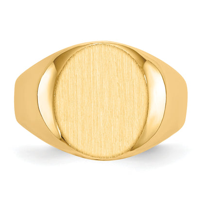14k 12.0x14.5mm Oval Open Back Mens Signet Ring