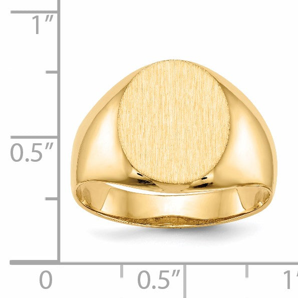 14k 12.0x14.5mm Oval Open Back Mens Signet Ring