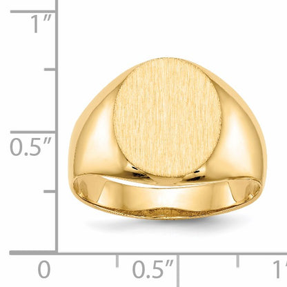 14k 12.0x14.5mm Oval Open Back Mens Signet Ring