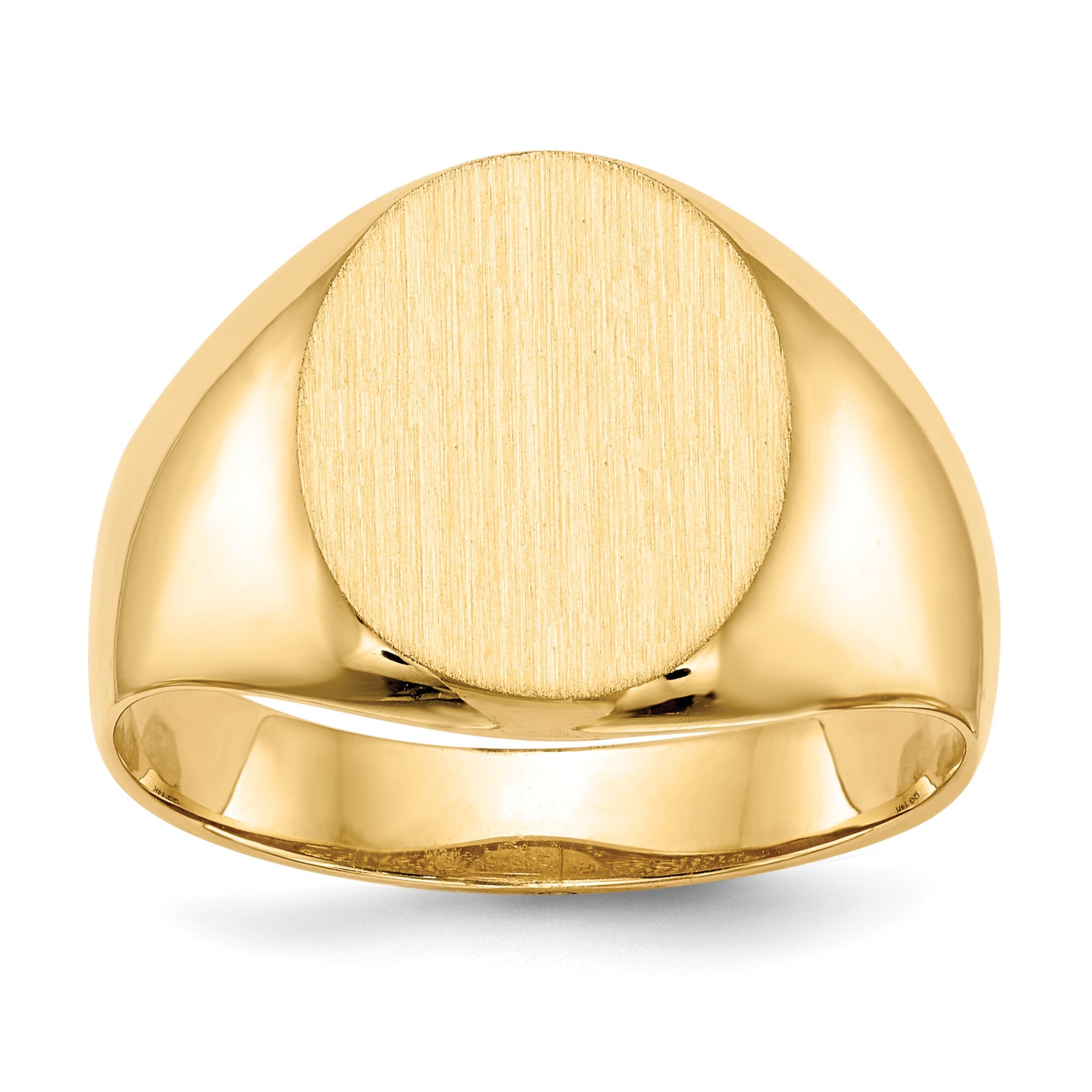 14k 12.0x14.5mm Oval Open Back Mens Signet Ring