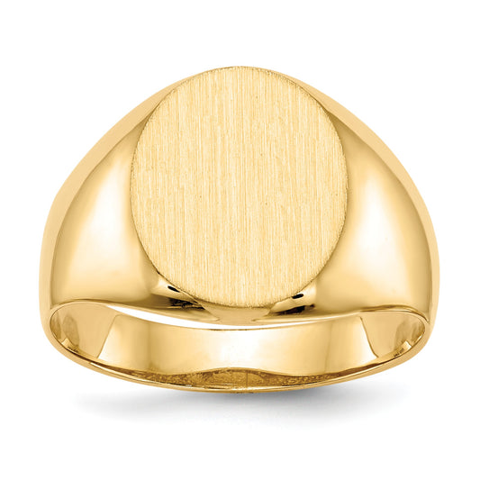 14k 12.0x14.5mm Oval Open Back Mens Signet Ring