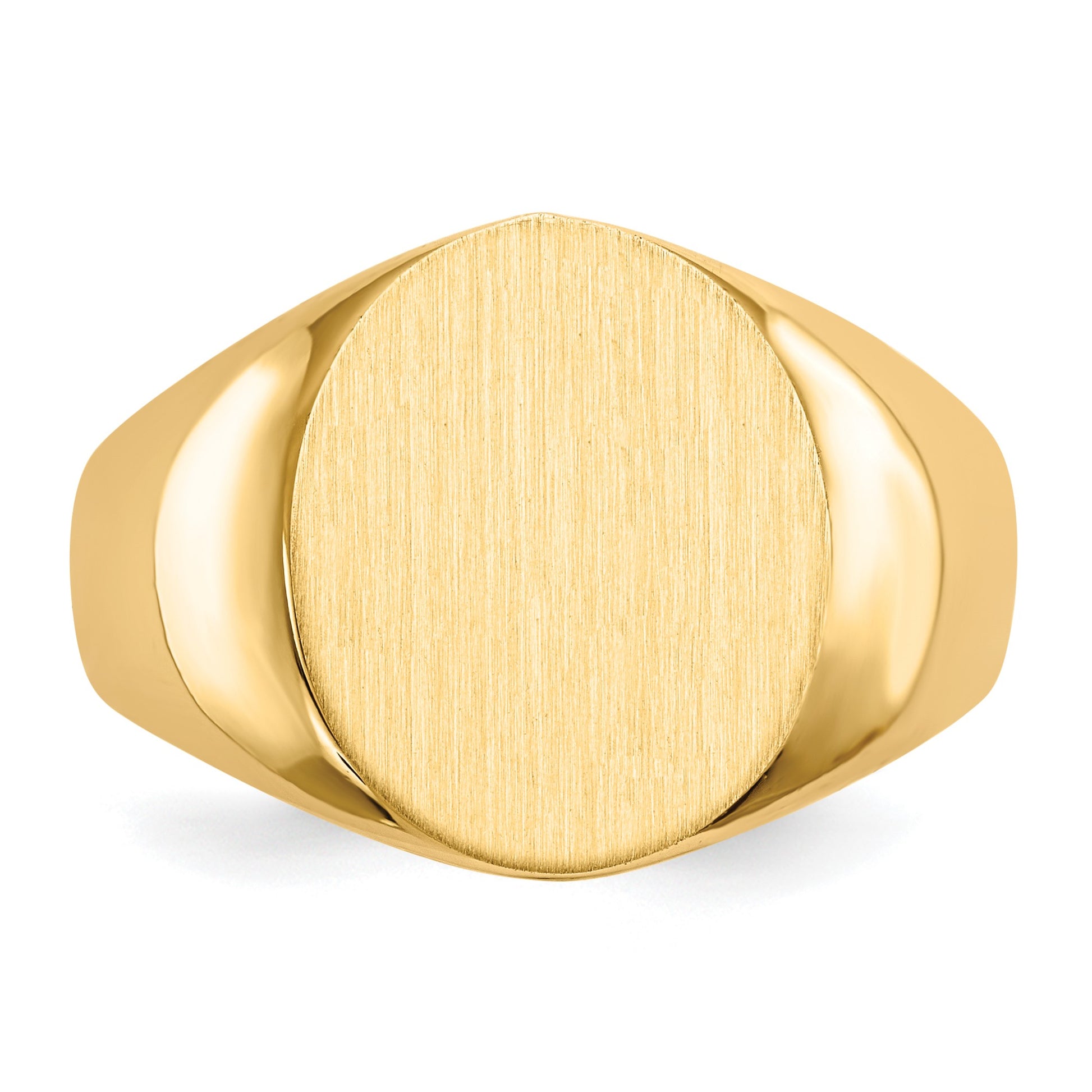 14k 13.5x15.0mm Oval Open Back Mens Signet Ring