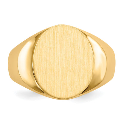 14k 13.5x15.0mm Oval Open Back Mens Signet Ring
