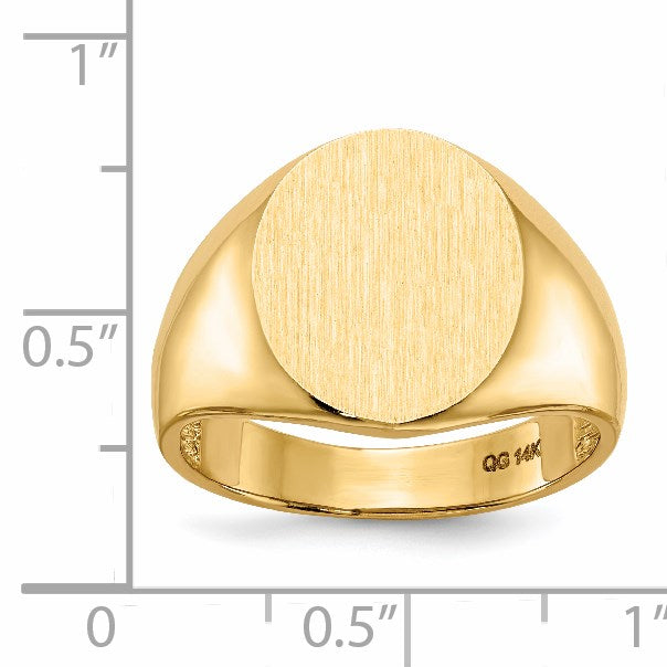 14k 13.5x15.0mm Oval Open Back Mens Signet Ring