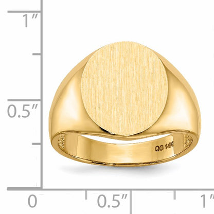 14k 13.5x15.0mm Oval Open Back Mens Signet Ring