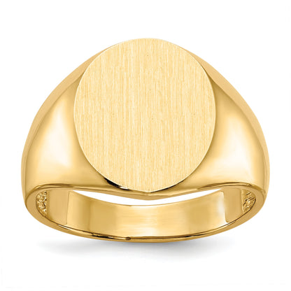 14k 13.5x15.0mm Oval Open Back Mens Signet Ring