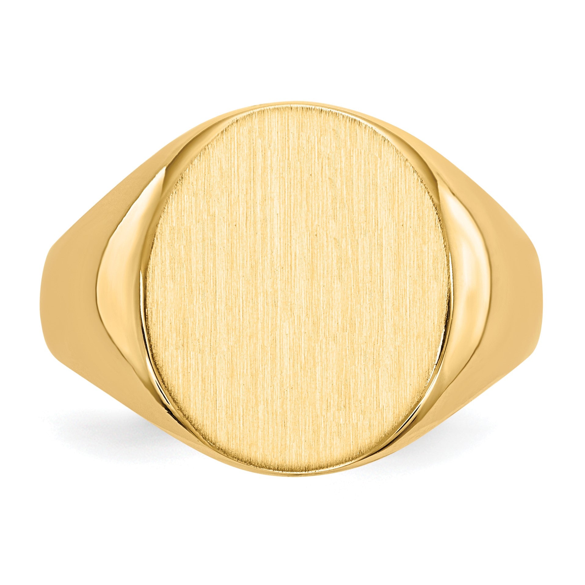 14k 13.0x14.0mm Oval Open Back Mens Signet Ring