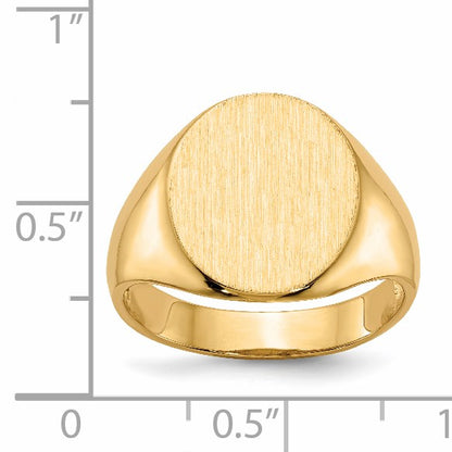14k 13.0x14.0mm Oval Open Back Mens Signet Ring
