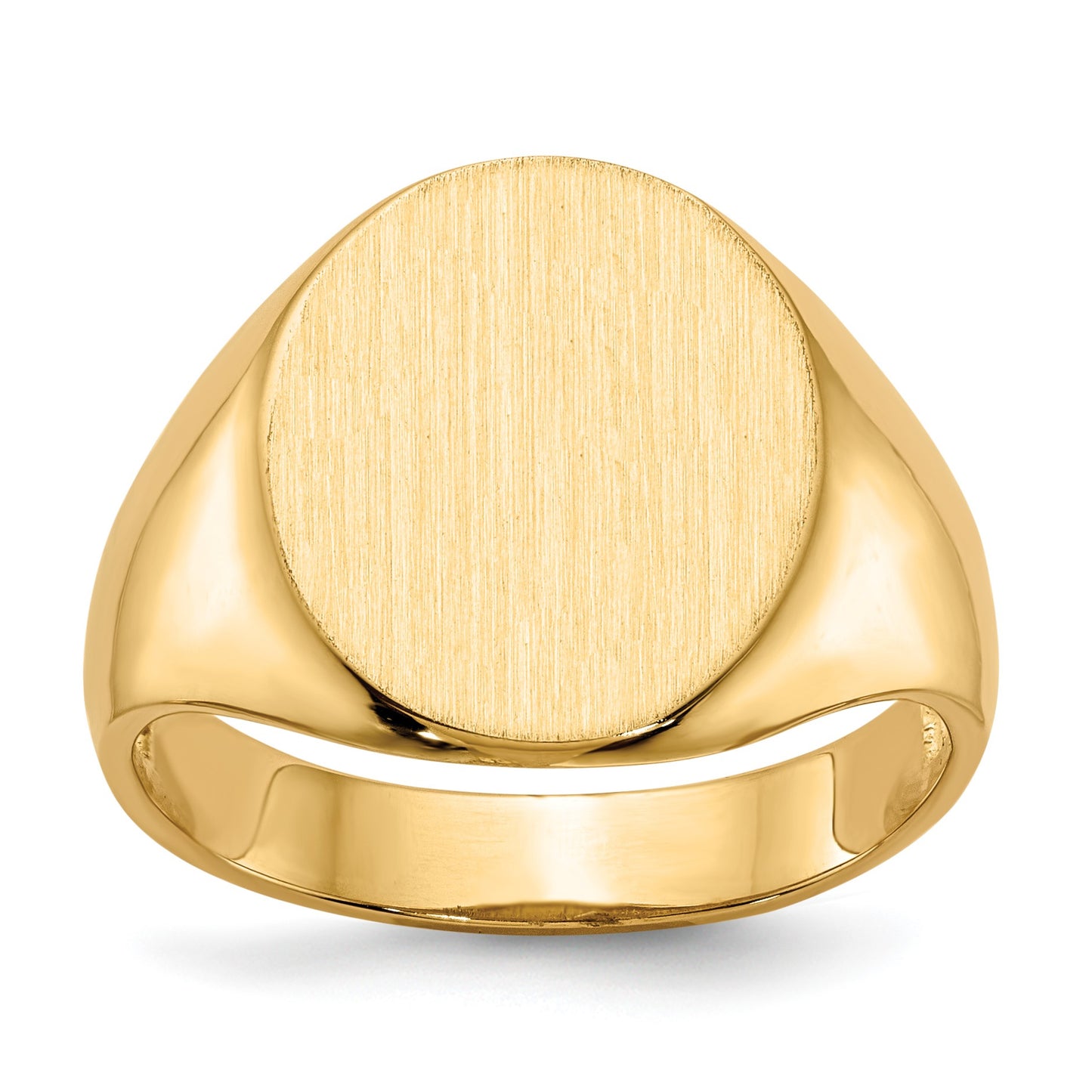 14k 13.0x14.0mm Oval Open Back Mens Signet Ring