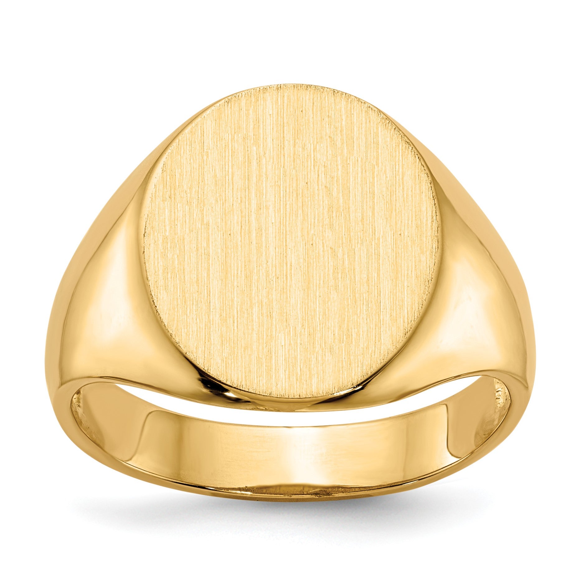 14k 13.0x14.0mm Oval Open Back Mens Signet Ring