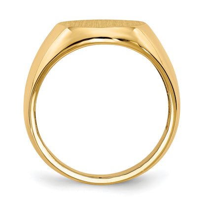 14k 13.5x16.0mm Oval Open Back Mens Signet Ring