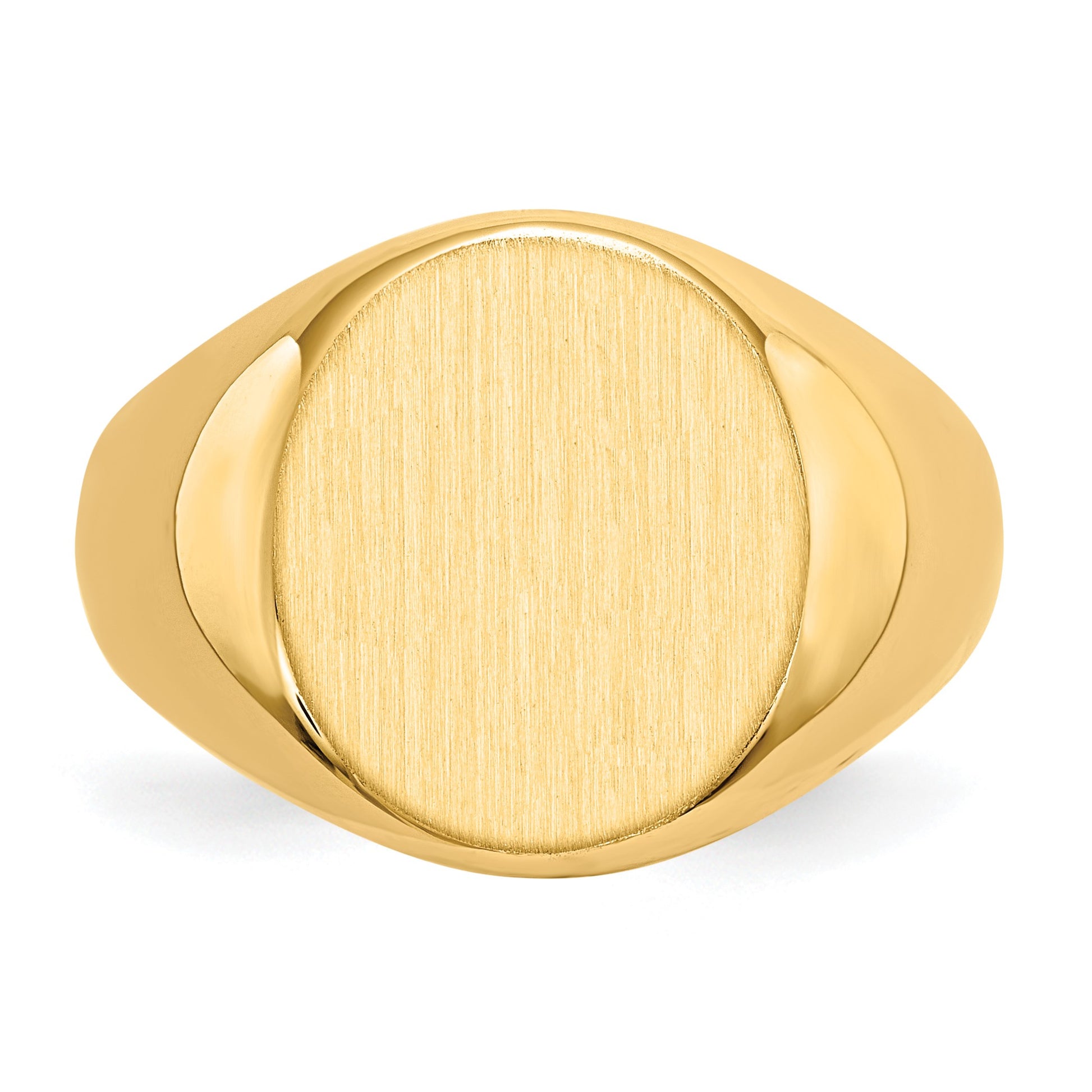 14k 13.5x16.0mm Oval Open Back Mens Signet Ring