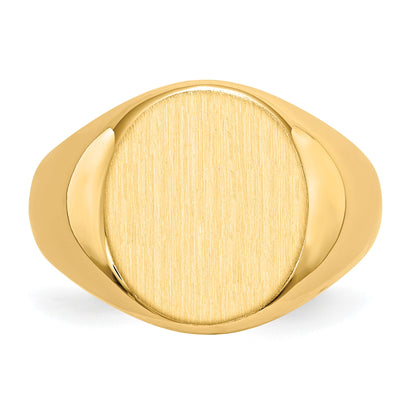 14k 13.5x16.0mm Oval Open Back Mens Signet Ring