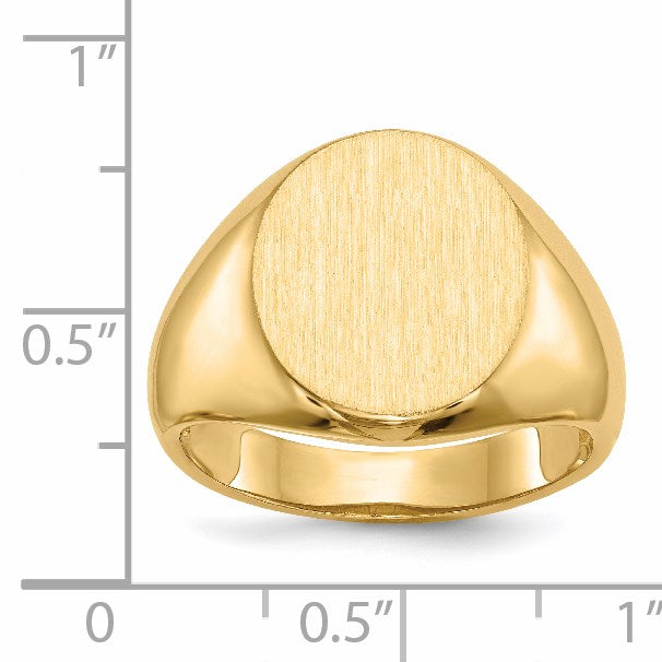 14k 13.5x16.0mm Oval Open Back Mens Signet Ring