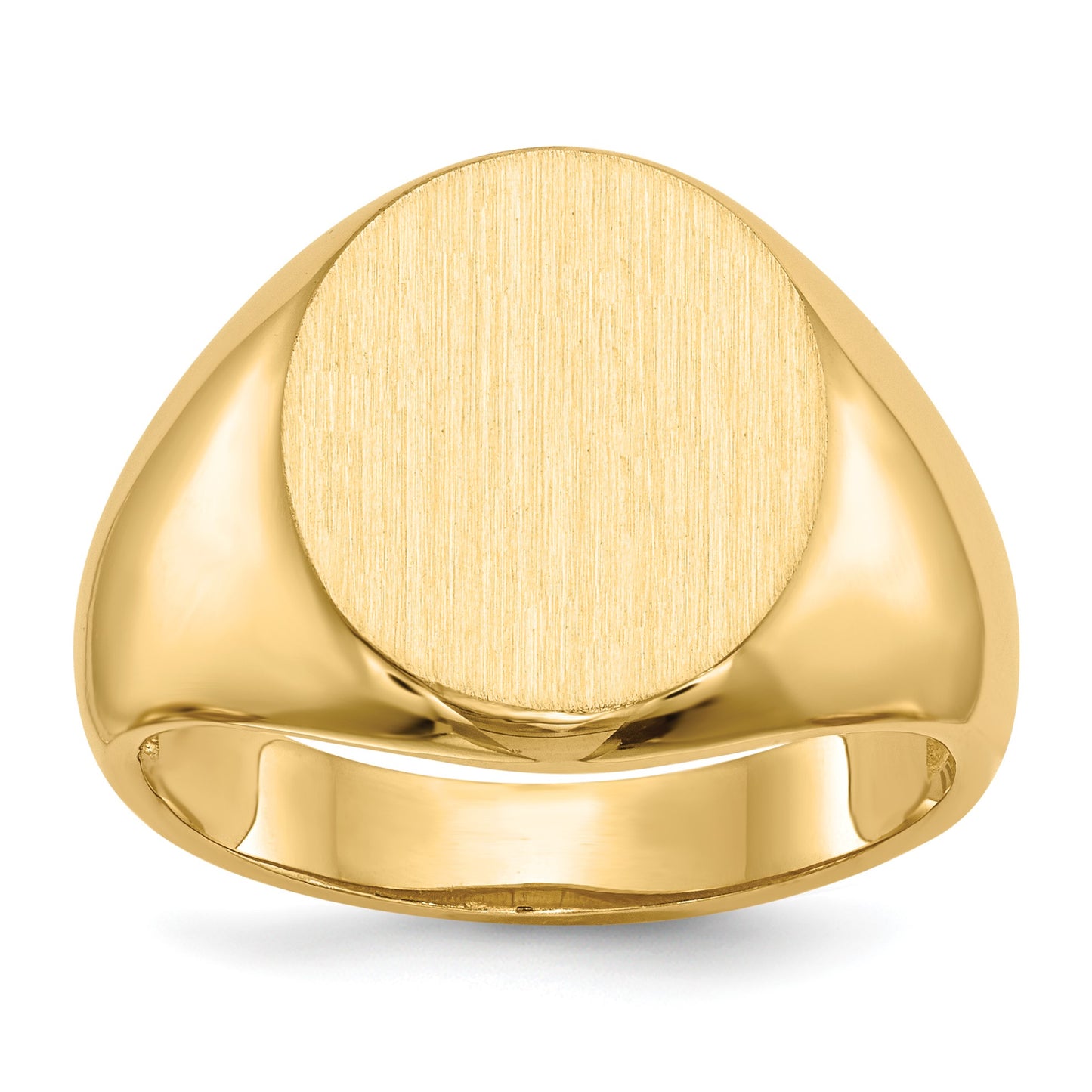 14k 13.5x16.0mm Oval Open Back Mens Signet Ring