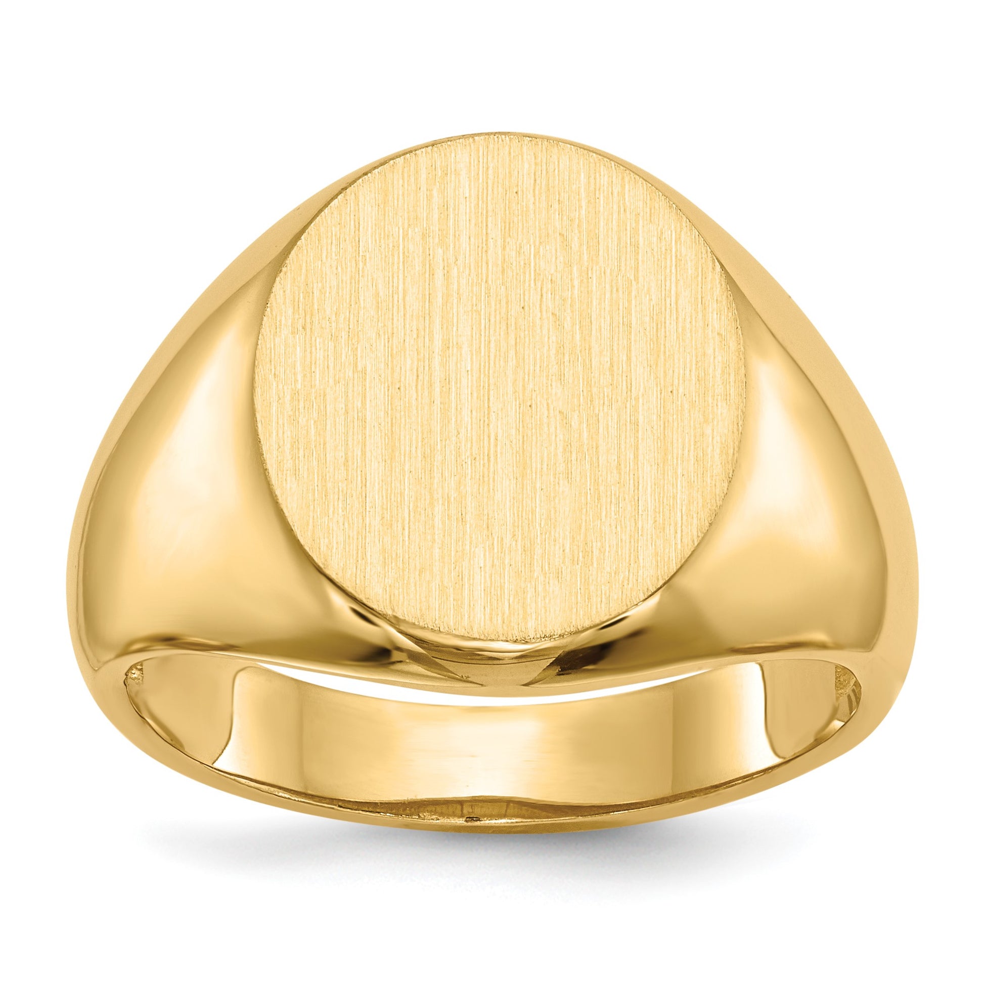 14k 13.5x16.0mm Oval Open Back Mens Signet Ring