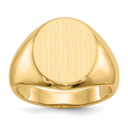 14k 13.5x16.0mm Oval Open Back Mens Signet Ring