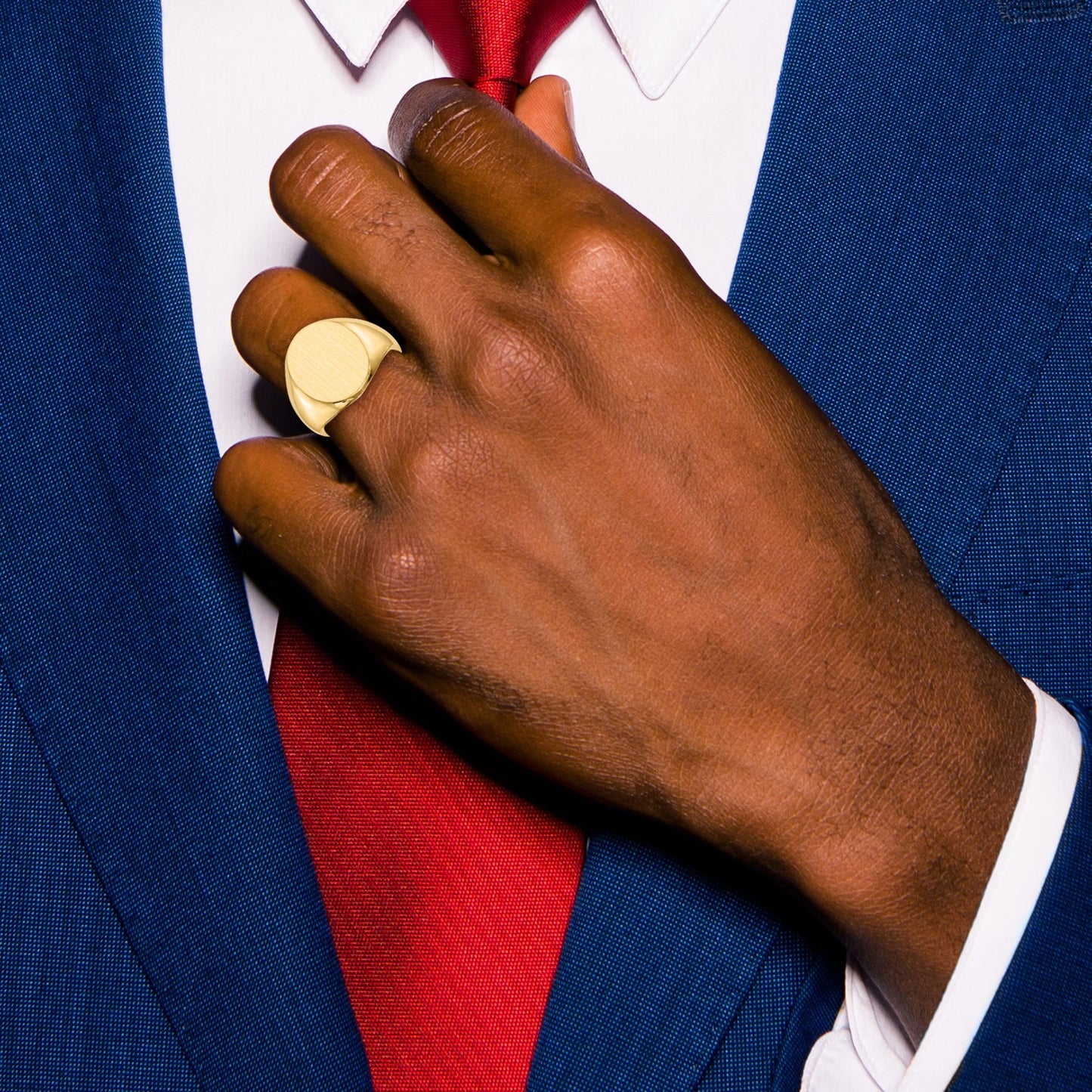 14k 14.0 x18.0mm Oval Open Back Mens Signet Ring