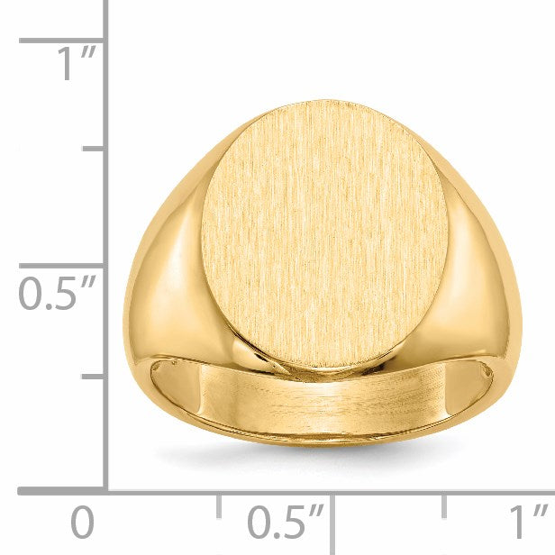 14k 14.0 x18.0mm Oval Open Back Mens Signet Ring