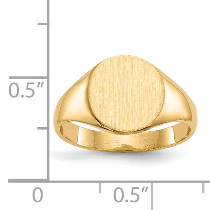 14k 9.5x10.0mm Oval Closed Back Signet Ring