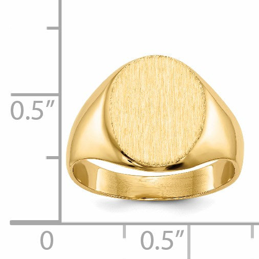 14k 10.5x12.0mm Oval Closed Back Signet Ring