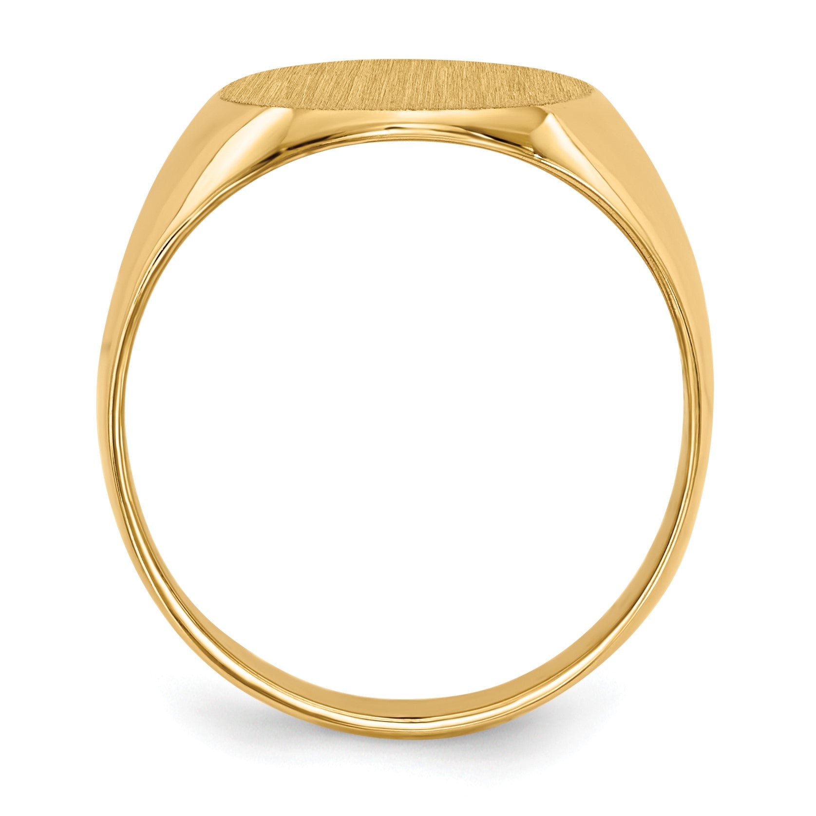 14k 12.0x13.5mm Oval Closed Back Signet Ring