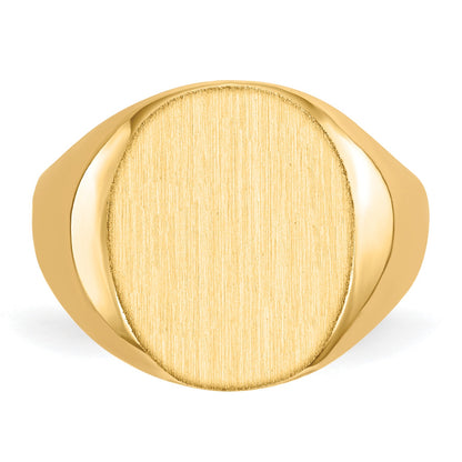 14k 12.0x13.5mm Oval Closed Back Signet Ring