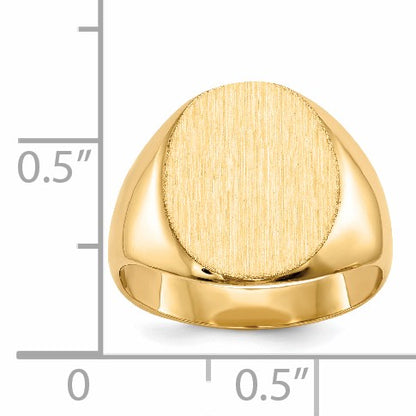 14k 12.0x13.5mm Oval Closed Back Signet Ring