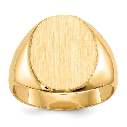 14k 12.0x13.5mm Oval Closed Back Signet Ring