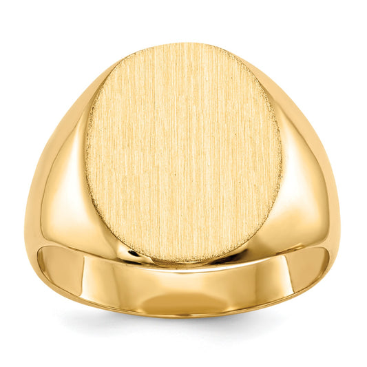 14k 12.0x13.5mm Oval Closed Back Signet Ring