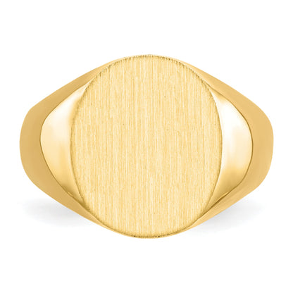 14k 12.5x14.0mm Oval Closed Back Signet Ring