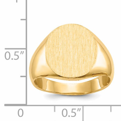 14k 12.5x14.0mm Oval Closed Back Signet Ring