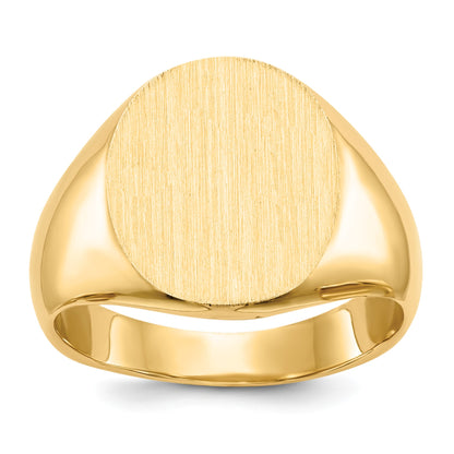 14k 12.5x14.0mm Oval Closed Back Signet Ring