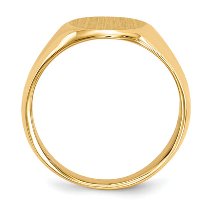 14k 11.0x15.0mm Oval Closed Back Mens Signet Ring
