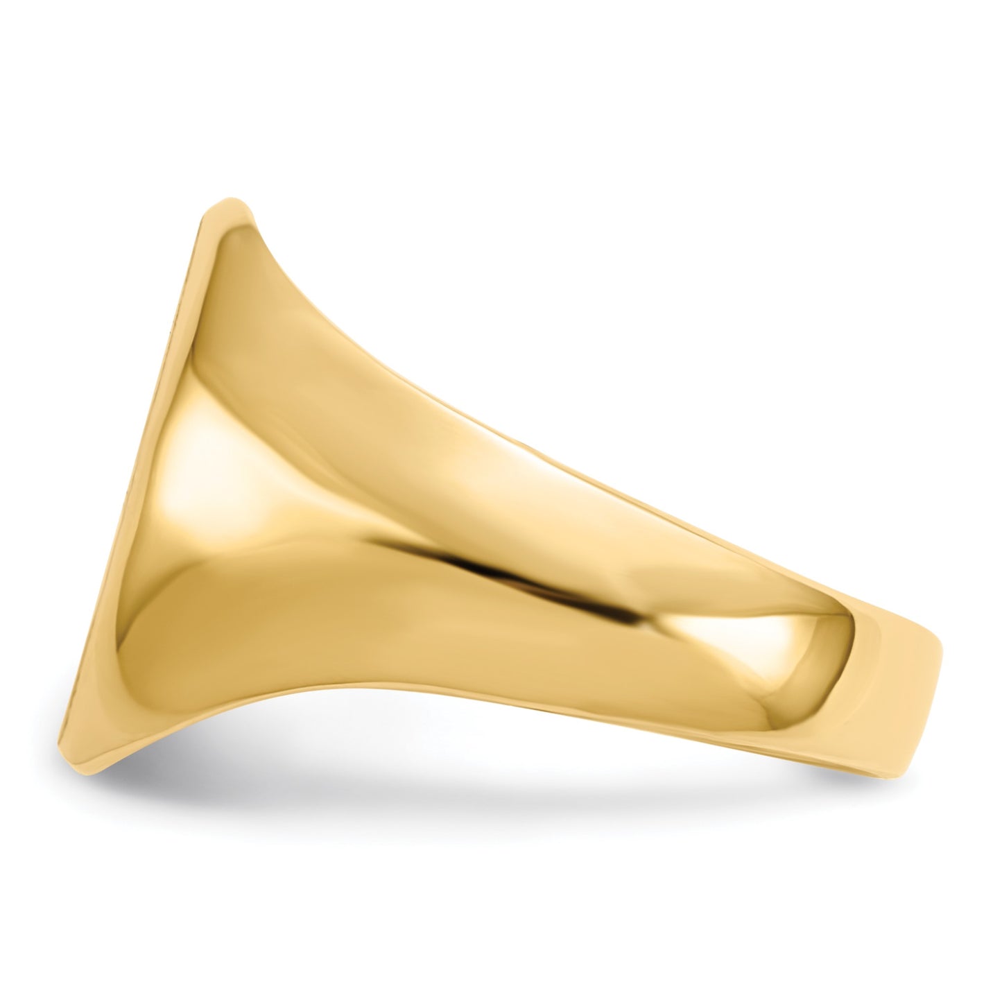14k 11.0x15.0mm Oval Closed Back Mens Signet Ring