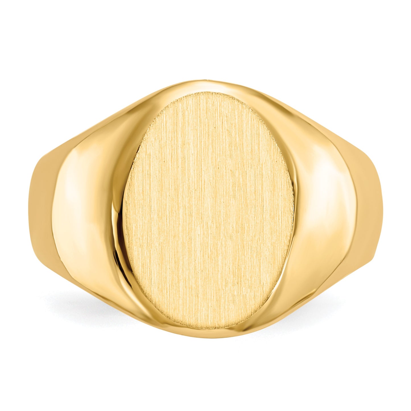 14k 11.0x15.0mm Oval Closed Back Mens Signet Ring