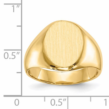 14k 11.0x15.0mm Oval Closed Back Mens Signet Ring