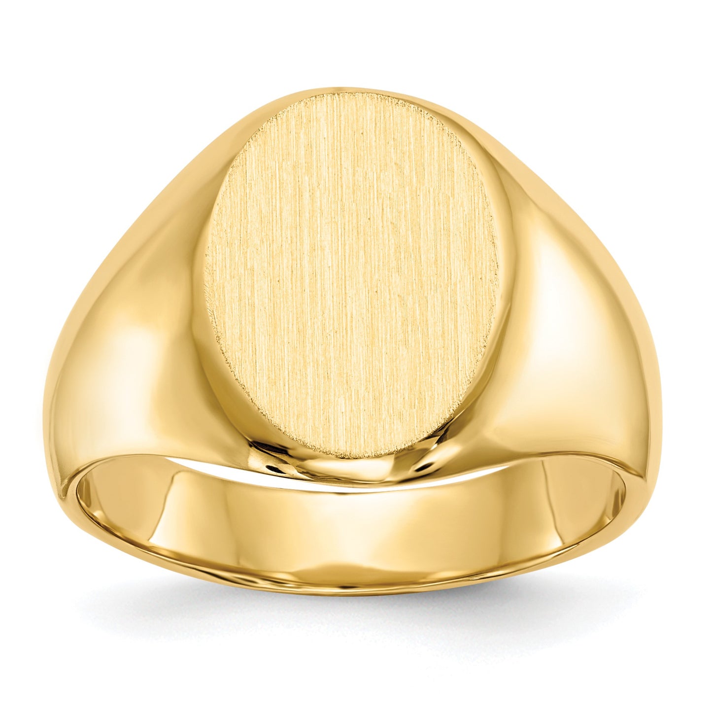 14k 11.0x15.0mm Oval Closed Back Mens Signet Ring