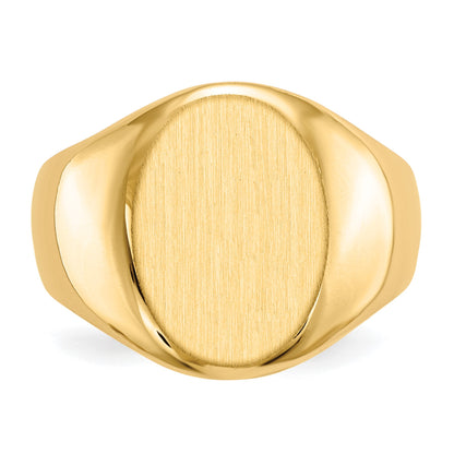 14k 11.5x16.0mm Oval Closed Back Mens Signet Ring