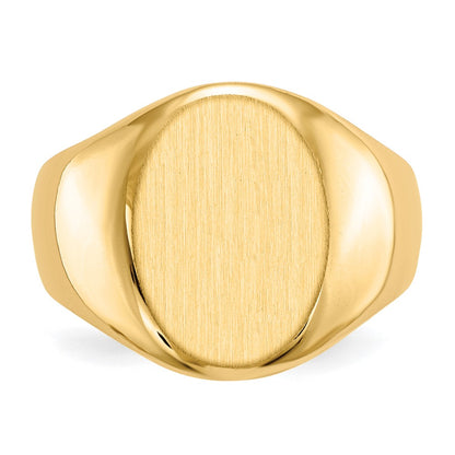 14k 16.0x11.5mm Closed Back Men's Signet Ring