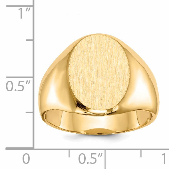 14k 11.5x16.0mm Oval Closed Back Mens Signet Ring